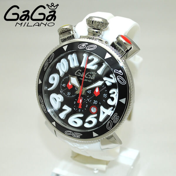  GaGa MILANO （ガガミラノスーパーコピー） 時計 腕時計 クロノ 48mm ホワイト ラバー/シルバー 60508 WH